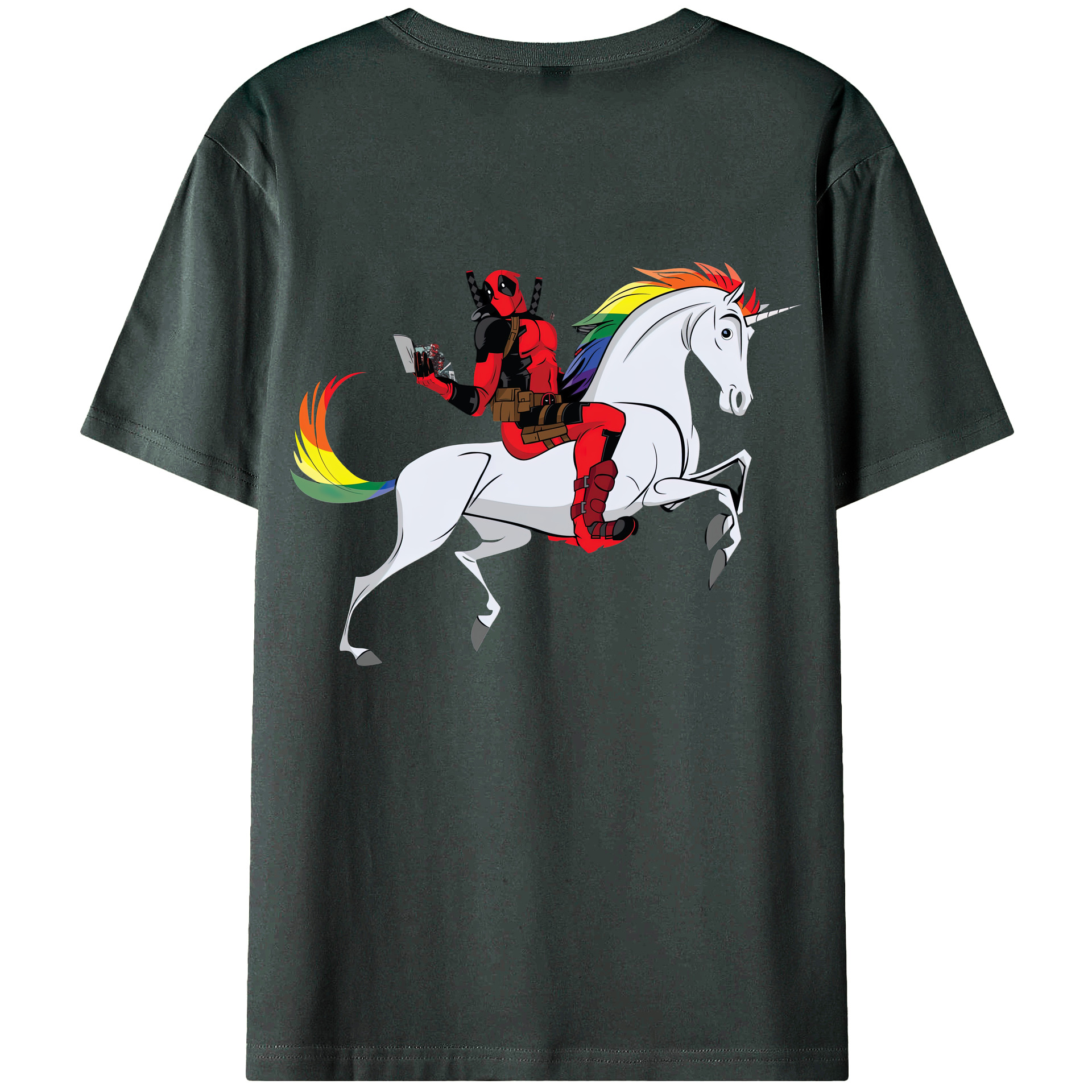 （画像用） Deadpool デッドプール 綿100％ メンズ半袖Tシャツ（バックプリント） 通気性